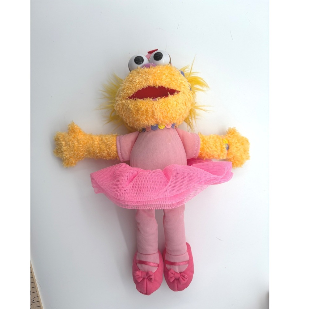 Vtg Sesame Street Zoe Ballerina Plush 11" Orange Monster Pink Tutu Tiara 2008